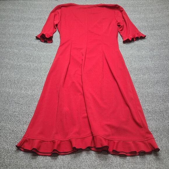 Express Dress Womens 11/12 Wrap A Line Ruffle Short Sleeve V Neck Midi Cocktail - Picture 8 of 9